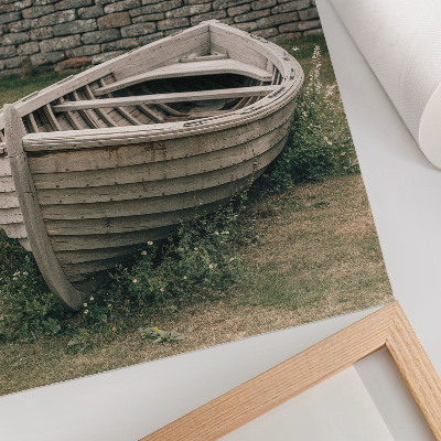 Poster Verlaten boot grasmuur natuur rust