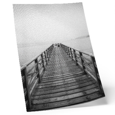 Wandposter Zwart-witte pier, kalm water, minimalistisch landschap