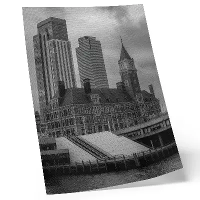 Poster hoogbouw met historisch gebouw en kleurcontrast