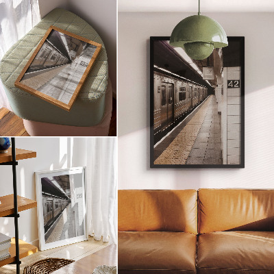 Wandposter Modern metroperron, dynamische architectonische ruimte