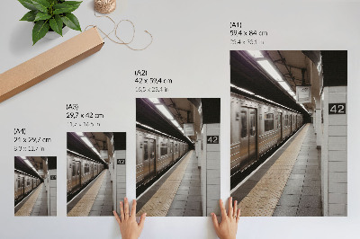 Wandposter Modern metroperron, dynamische architectonische ruimte