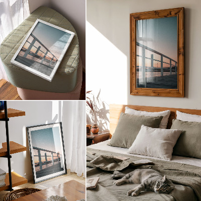 Decoratieve poster Balustrade, water, zonsondergang, harmonieuze compositie