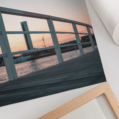 Decoratieve poster Balustrade, water, zonsondergang, harmonieuze compositie