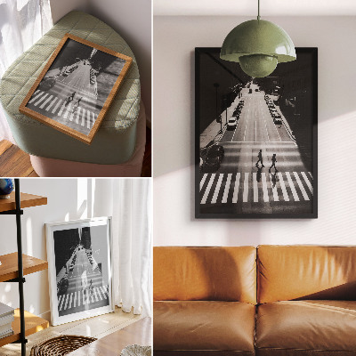 Decoratieve poster Stedelijk tafereel in zwart-wit met een moderne uitstraling.