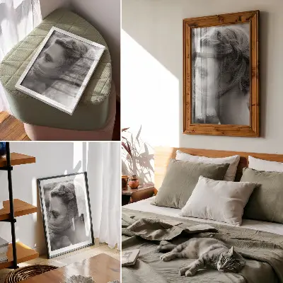 Decoratieve poster zwart-wit portret met thema emoties, subtiliteit en elegantie