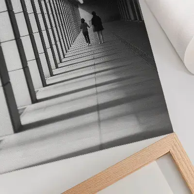 Wandposter moderne architectuur met lange schaduwen en symmetrie