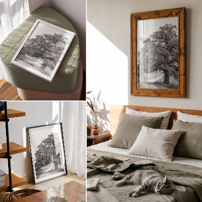 Poster Monumentale boom, vredig landschap verspreid
