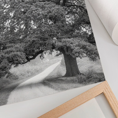 Poster Monumentale boom, vredig landschap verspreid