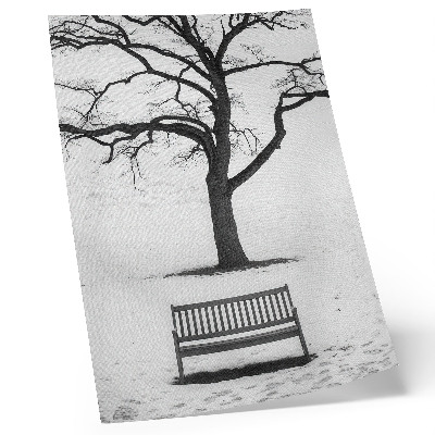 Decoratieve poster Minimalistisch landschap met een boom en een bankje.
