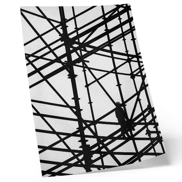 Wandposter met contrasterende lijnen op een lichte achtergrond met moderne structuur