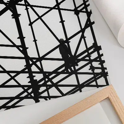 Wandposter met contrasterende lijnen op een lichte achtergrond met moderne structuur