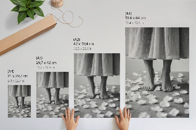 Poster Elegantie, zwart-witte bloemblaadjes, vrede