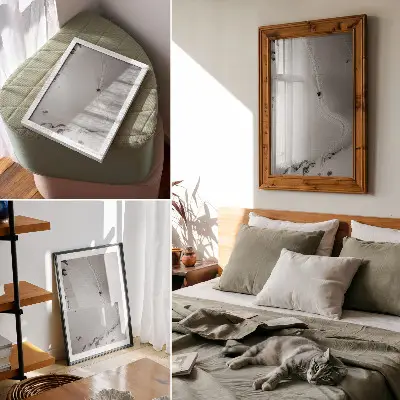 Wandposter met perfecte bewegingsgeometrie, sportdynamiek en een winterlandschap