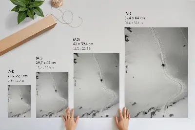 Wandposter met perfecte bewegingsgeometrie, sportdynamiek en een winterlandschap