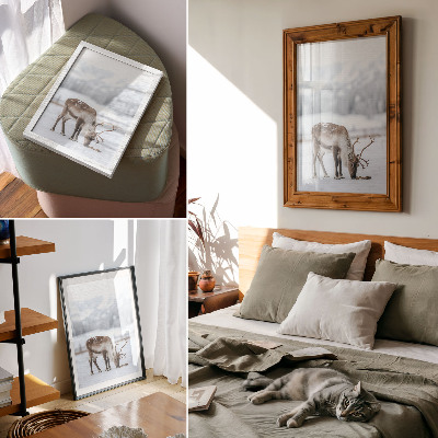 Decoratieve poster Rendieren in de sneeuw, natuur, rust, elegantie