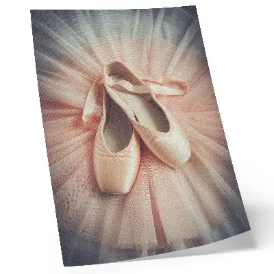 Decoratieve poster met een ballerina op een roze tule rok die harmonie en elegantie uitstraalt