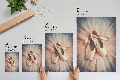 Decoratieve poster met een ballerina op een roze tule rok die harmonie en elegantie uitstraalt