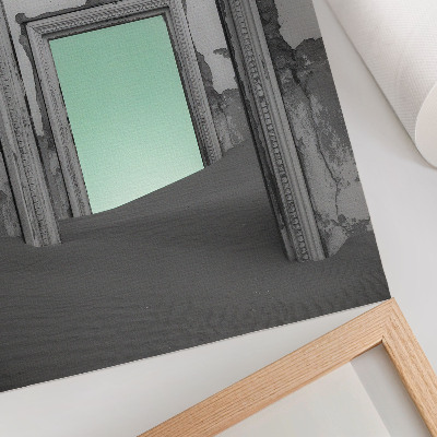 Decoratieve poster Groene woestijn, verlaten gebouwen, surrealisme