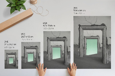 Decoratieve poster Groene woestijn, verlaten gebouwen, surrealisme