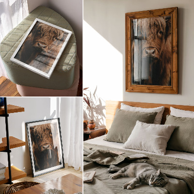 Wandposter Dierenportret met vacht in rustieke sfeer, detail