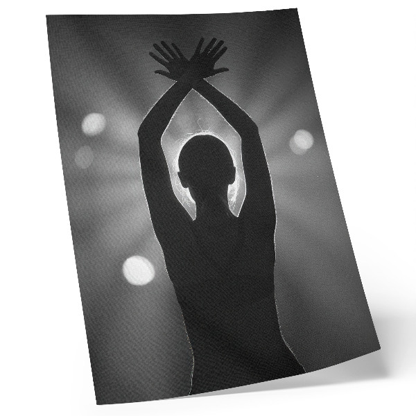 Decoratieve poster Een krachtig silhouet tegen de lichtstralen.