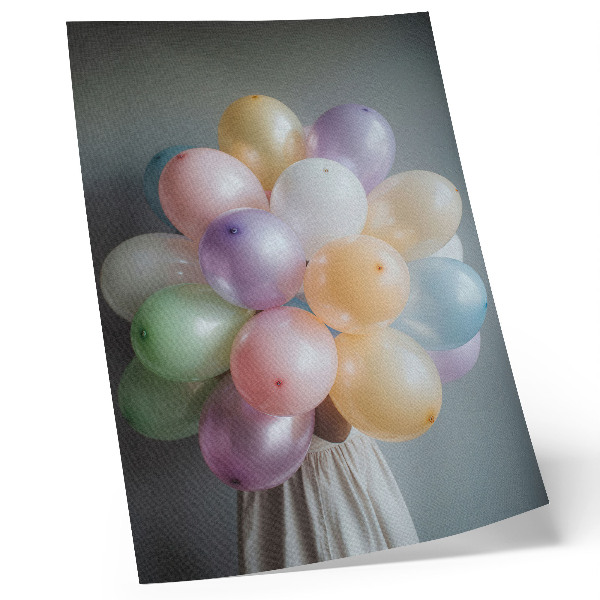 Wandposter Pastelkleurige ballonnen op een grijze achtergrond