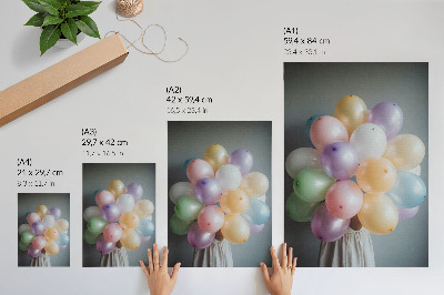 Wandposter Pastelkleurige ballonnen op een grijze achtergrond