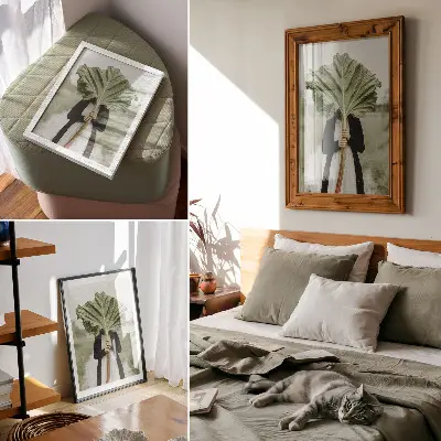 Wandposter het mysterie van de natuur met blad en figuur