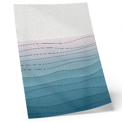 Poster Golven op een blauwe en roze achtergrond - een rustgevend ontwerp