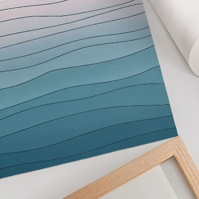 Poster Golven op een blauwe en roze achtergrond - een rustgevend ontwerp