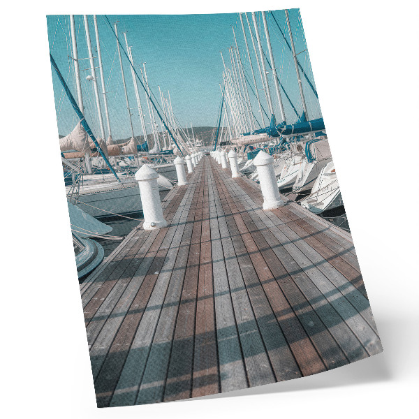 Wandposter Jachthaven jachten steiger blauwe lucht symmetrie