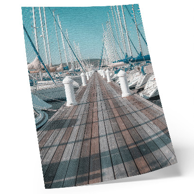 Wandposter Jachthaven jachten steiger blauwe lucht symmetrie