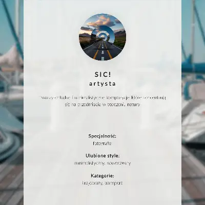 Wandposter jachthaven met jachten aan een steiger onder een blauwe lucht in symmetrie
