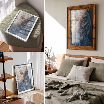 Poster IJskristallen in een witte en blauwe tint voor een winterse sfeer.