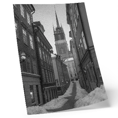 Wandposter Een smalle straat met de kathedraal op de achtergrond.