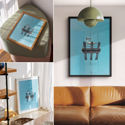 Poster Kabelbaan tegen de blauwe lucht