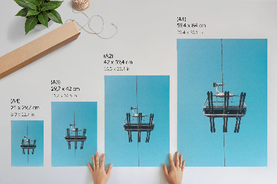 Poster Kabelbaan tegen de blauwe lucht