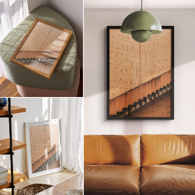 Poster Geometrische lijnen in beige en bruine tinten, vol harmonie.