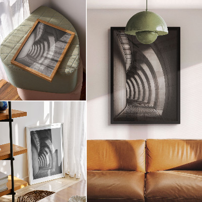 Decoratieve poster Futuristisch ruimtelijk design in zwart-wit, elegant