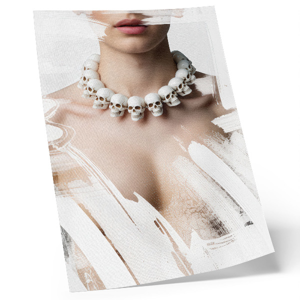 Poster Schedelketting, artistiek contrast, modern