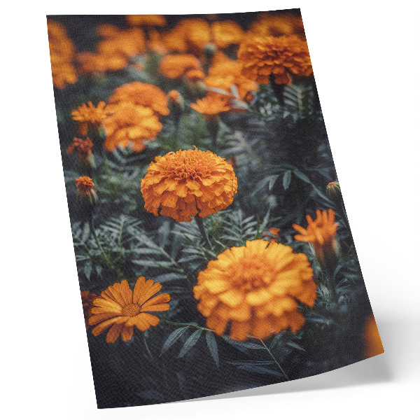 Decoratieve poster Oranje bloemen, groene bladeren, klassiek