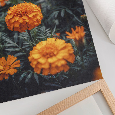 Decoratieve poster Oranje bloemen, groene bladeren, klassiek