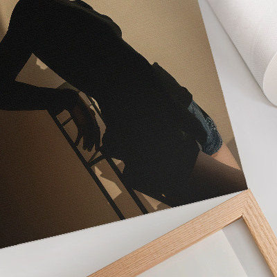 Decoratieve poster Donker silhouet van een vrouw, een lichtstraal, vrede