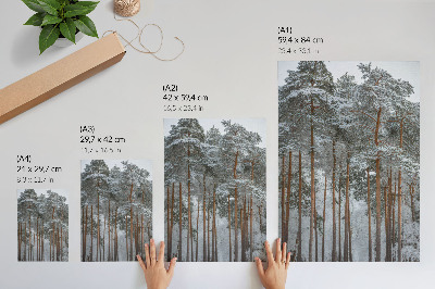 Wandposter Winterbos, sneeuw, bomen, rust, harmonie, natuur