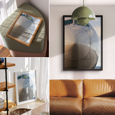 Poster Close-up van een elegant vliegtuig met metallic details.