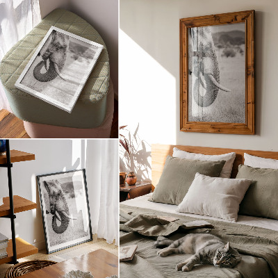 Wandposter Portret van een olifant in zwart-wit