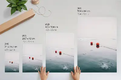 Poster waterijsjes tegen een oranje koude achtergrond