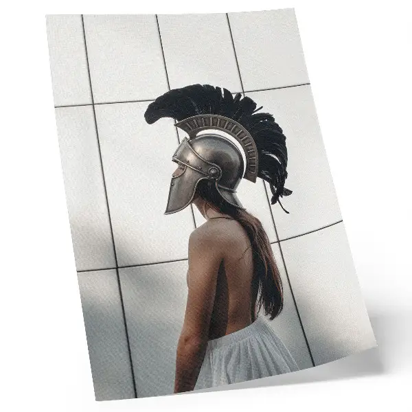 Wandposter figuur met helm in klassieke realistische stijl