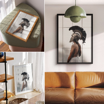 Wandposter Figuur met helm, klassieke realistische stijl