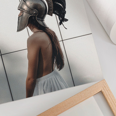 Wandposter Figuur met helm, klassieke realistische stijl